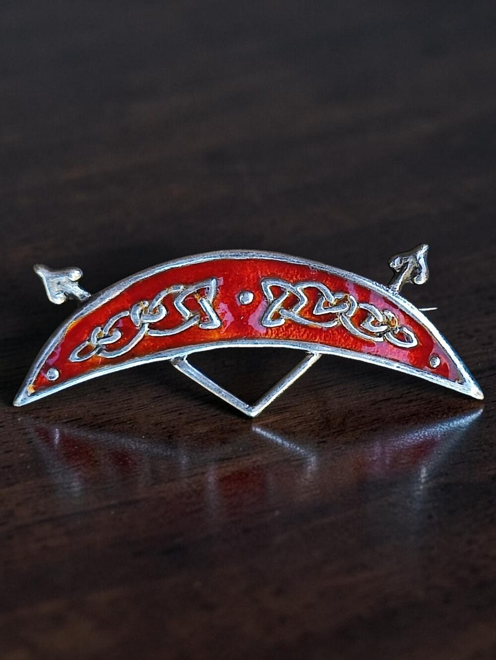 Vintage Sterling Silver Signed Iona Enameled Scottish Celtic Brooch
